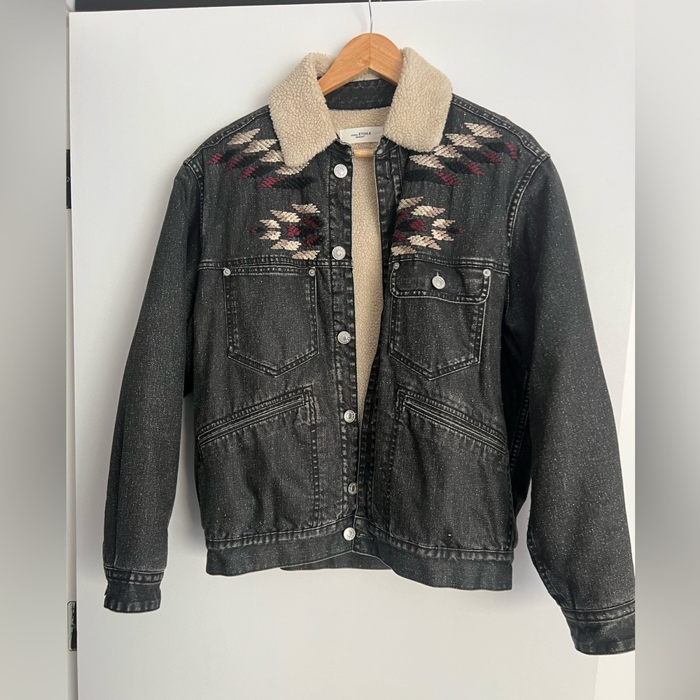 Isabel Marant Etoile Jarna Jean Jacket Patterned Accents
